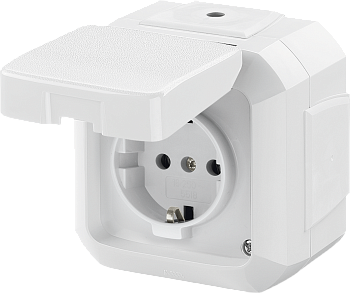 ABB Variant+ Белый Розетка с/з 16А с защитной крышкой для многопостового монтажа, IP54 2CHN183540C4500