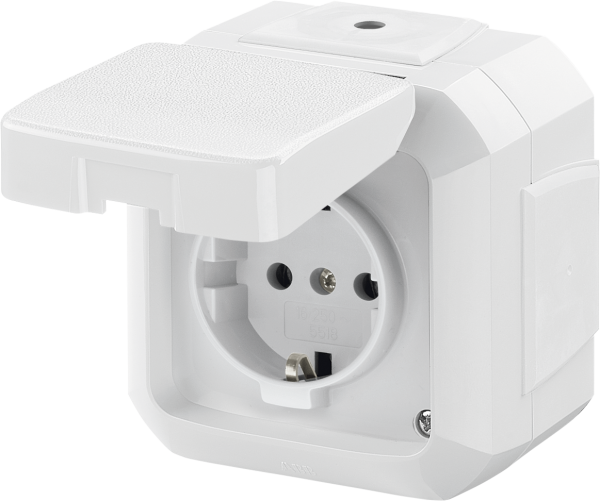 ABB Variant+ Белый Розетка с/з 16А с защитной крышкой для многопостового монтажа, IP54 2CHN183540C4500