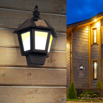 ЭРА ERAFS08-36 Фасадный светильник Фонарь,2 режима(огонь,холодный свет), на солнечной батарее, 40LED, 7lm