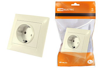 TDM Розетка 2П+З 16А 250В с защ. шт. сл. кость "Лама" SQ1815-0111