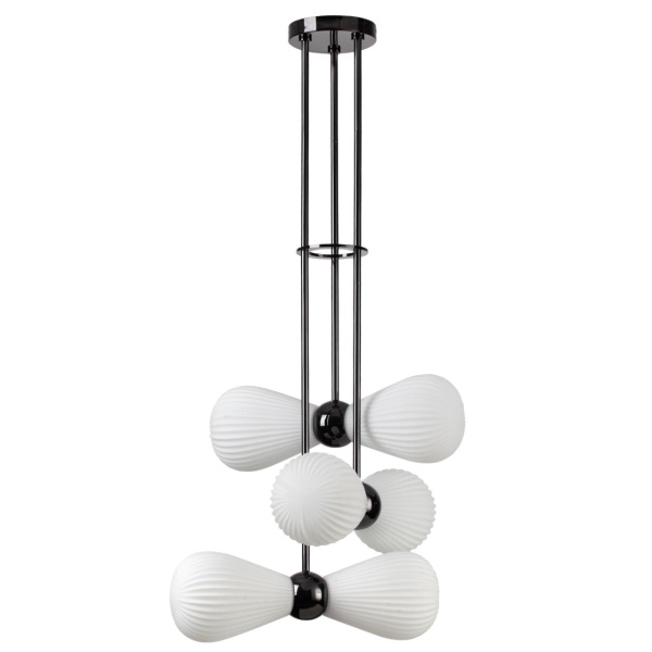 Odeon Light 5418/6 MODERN ODL_EX23 19 черный хром/белый матовый/металл/стекло Подвес E14 6*40W ELICA