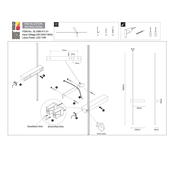Купить ST Luce SL1589.041.01 Светильник настенный Черный/Черный LED 1*6W 4000K