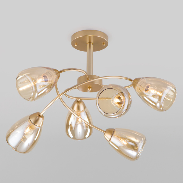 Eurosvet Потолочная люстра со стеклянными плафонами 30168/6 матовое золото a047259