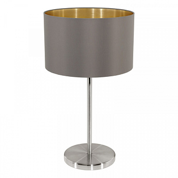 Eglo Лампа настольная MASERLO, 1х60W (E27), Ø230, H420, никель матовый/текстиль, каппучино, золотой 31631