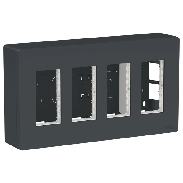 SE Unica System+ Антрацит Блок открытой установки 4х2 NU124454