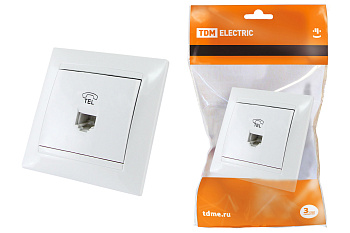 TDM Розетка телефонная RJ11 белая "Лама" SQ1815-0015