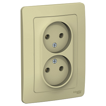 Systeme Electric Blanca внутр Беж Розетка 2-ая б/з без шторок,16А, 250В