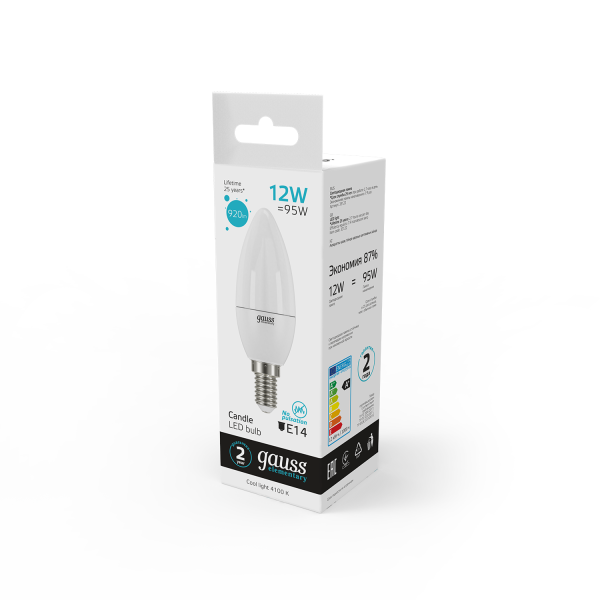 Купить Gauss Лампа Elementary Свеча 12W 920lm 4100K Е14 LED 33122