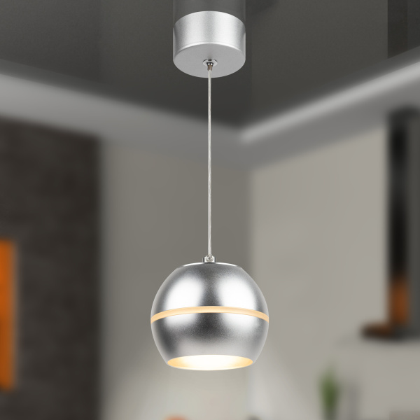 ЭРА Светильник подвесной (подвес) PL21 SL GX53 потолочный шар серебро