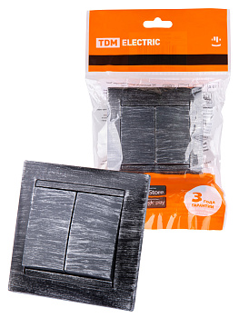 TDM Выключатель 2-х кл. 10А старинное серебро "Лама" SQ1815-0644