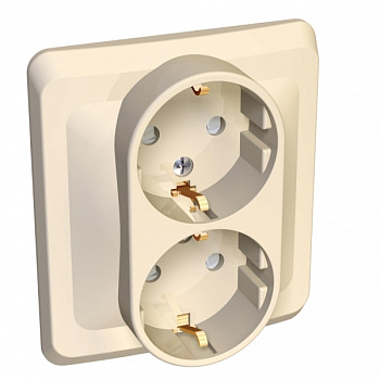 Systeme Electric Этюд Крем Розетка 2-ая с/з с защитными шторками