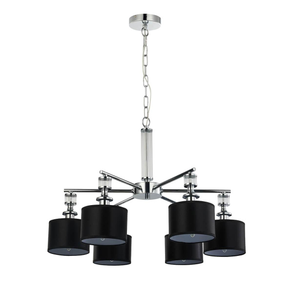 Купить Favourite 2674-6P подвесная люстра Каркас цвета хром, плафоны из серой ткани, декоративные элементы из прозрачного стекла