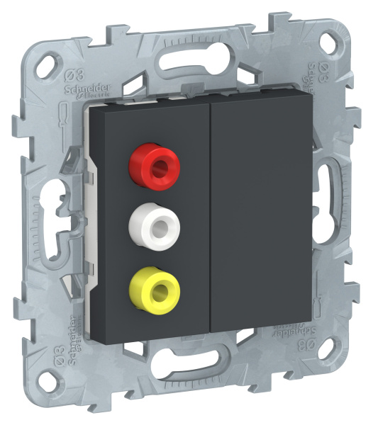 Купить SE Unica New Антрацит Розетка 3 RCA NU543154