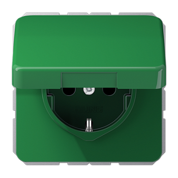 JUNG SCHUKO®-розетка 16 A / 250 B ~ с крышкой, зелёная CD1521BFKLGN