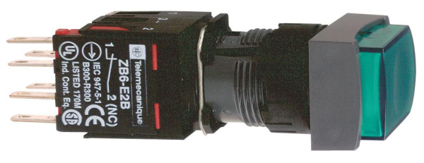 Купить SE Кнопка 16мм 12-24В зеленая с подсветкой квадратная XB6DE3B5B