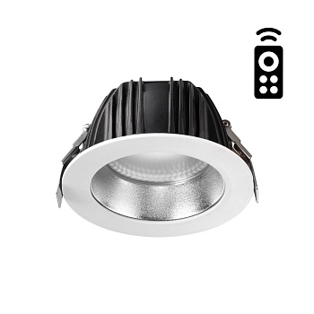 Novotech 358334 NT19 000 белый/серебро Встраиваемый диммируемый св-к с пультом ДУ IP20 LED 2700~5000К 15W 220