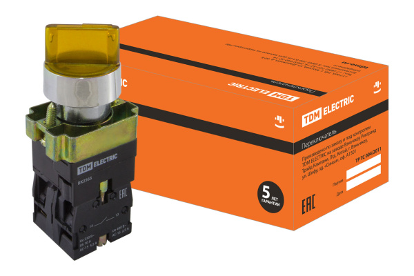 TDM Переключатель BK 2565 2 положения желтый 1з+1р SQ0703-0016