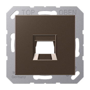 JUNG Kрышка для 1-го разъема без видимого винта подпружиненная шторка термопласт мокка A1569-15WEMO