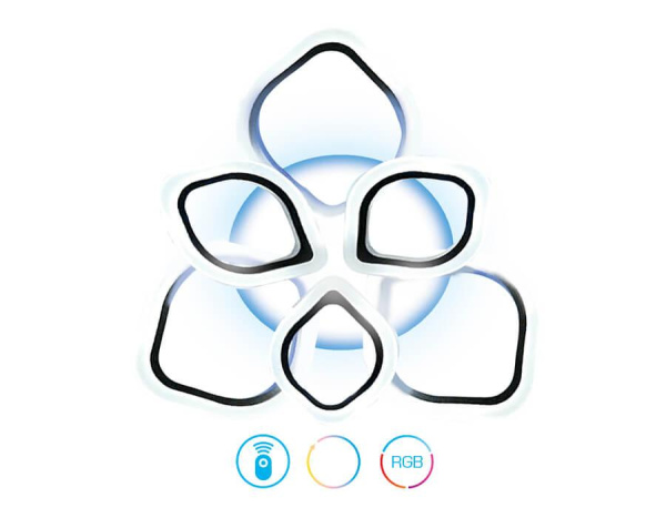 Купить Ambrella Потолочный светодиодный светильник с пультом и RGB подсветкой FA516/3+3 WH белый 126W+7W 700*700*120 (ПДУ РАДИО 2.4)