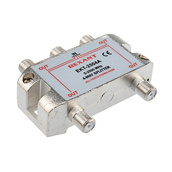 Делитель ТВ х 4 под F Разъем 5-2500 МГц "СПУТНИК" Rexant 05-6203