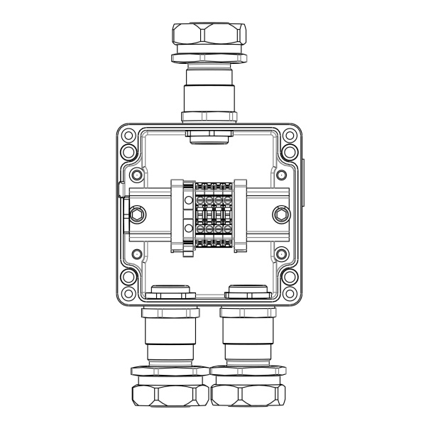 DKC Взрывозащищенная клеммная коробка из алюминия TBE-A-12-(4xCBC.4-1xTEO.4)-2xKAEPM3MHK-26(A)-1xKAEPM3MHK-26(C)1Ex e IIC Т5 Gb / Ex tb IIIC T95°C Db