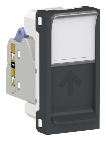 Купить SE Unica Modular Антрацит Розетка компьютерная, RJ45, одиночная кат. 6 STP, 1 модуль NU341654