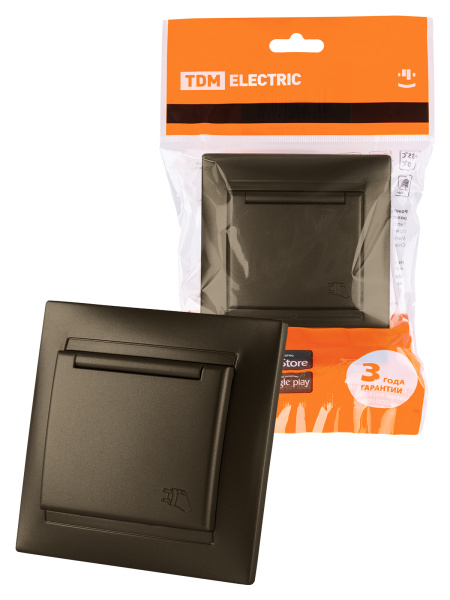 TDM Розетка 2П+З 16А 250В  IP44 с крышкой бронза "Лама" SQ1815-0726