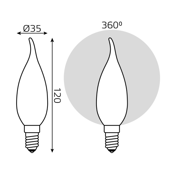 Купить Gauss Лампа Filament Свеча на ветру 9W 610lm 4100К Е14 milky LED 104201209