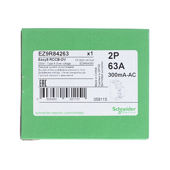 SE EASY 9 УЗО 2P 63А 300мА A защита от перенапряжения EZ9R84263