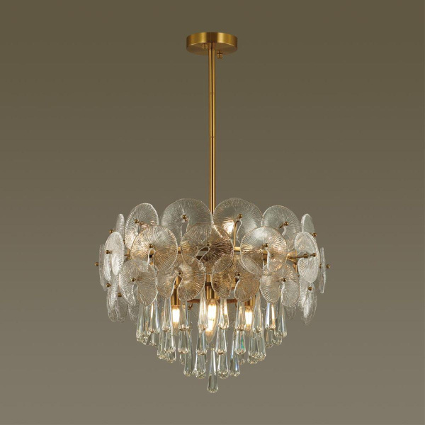 Odeon Light 4984/8 HALL ODL22 381 золотой/стекло/хрусталь Люстра E14 8*40W SEMURA Купить Odeon Light 4984/8 HALL ODL22 381 золотой/стекло/хрусталь Люстра E14 8*40W SEMURA