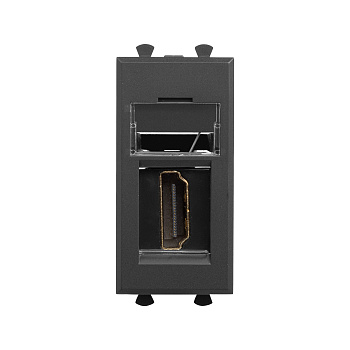 DKC HDMI розетка модульная, тип А-А, "Avanti", "Черный матовый", 1 модуль