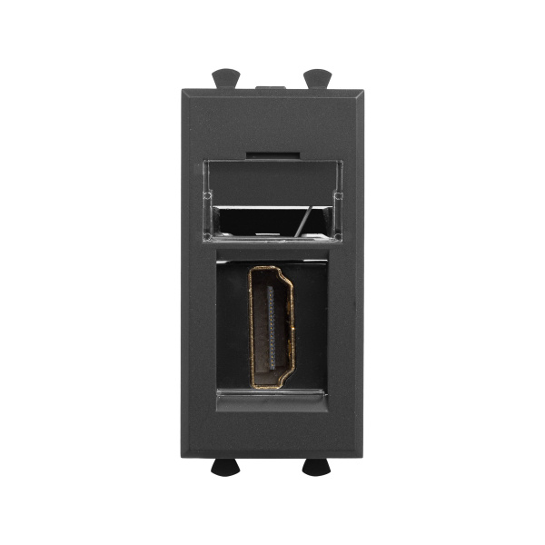 DKC HDMI розетка модульная, тип А-А, "Avanti", "Черный матовый", 1 модуль