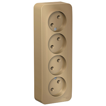 Systeme Electric Blanca наруж Титан Розетка 4-ая б/з без шторок 16А, 250В, изолир. пластина