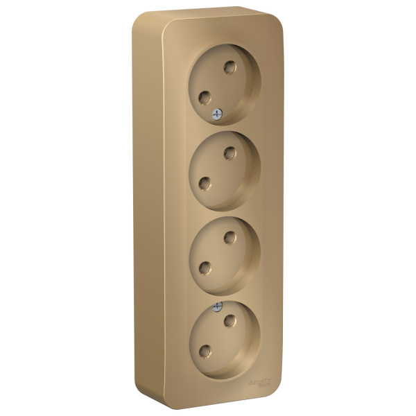 Systeme Electric Blanca наруж Титан Розетка 4-ая б/з без шторок 16А, 250В, изолир. пластина