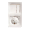 Купить Systeme Electric Glossa Бел Блок: розетка с/з со шторками и 3-кл. выключатель