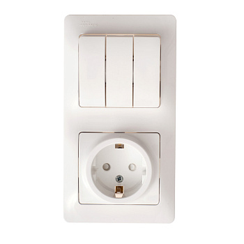 Systeme Electric Glossa Бел Блок: розетка и 3-кл. выключатель