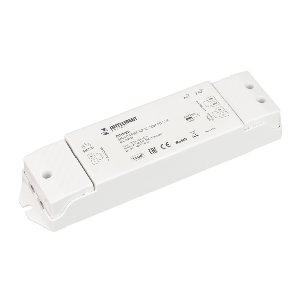 Arlight INTELLIGENT ARLIGHT Диммер SMART-PWM-102-72-CDW-PD-SUF (12-36V, 2x5A, TUYA Wi-Fi, 2.4G) (IARL, IP20 Пластик, 5 лет) 037422