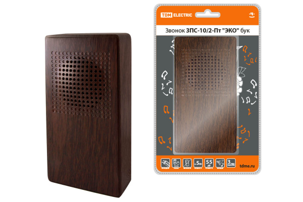 TDM Звонок ЗПС-10/2-Пт "ЭКО" бук (пров. без.кн., сеть, "птичка") SQ1901-0027