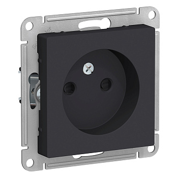 Systeme Electric AtlasDesign Карбон Розетка б/з со шторками, 16А, механизм