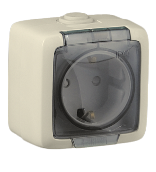 Hegel Альфа IP44 наруж Слоновая кость РА16-211-01 Розетка с/з, брызгозащищенная