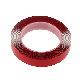 Двухсторонний скотч прозрачный 100% акрил, защитная пленка красного цвета 20мм 5м Rexant 09-6520