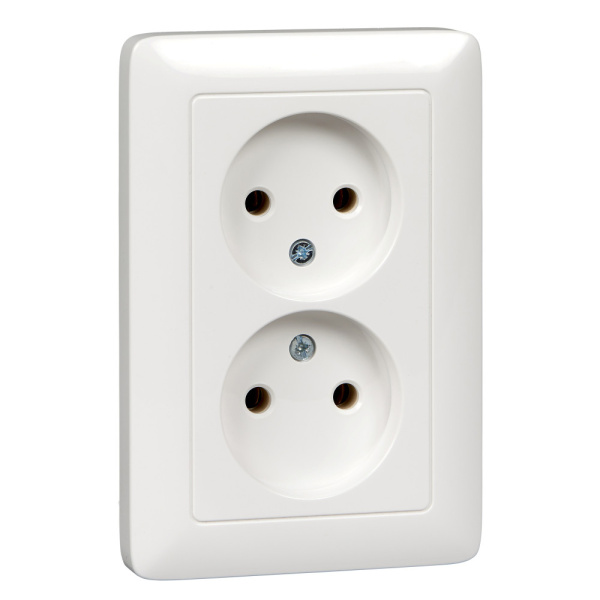 Systeme Electric Wessen ХИТ внутр Бел Розетка 2-ая б/з без шторок, 16А, 250В