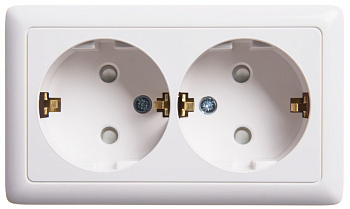 Systeme Electric Wessen ХИТ наруж Бел Розетка 2-ая с/з со шторками, с изолирующей пластиной, 16А