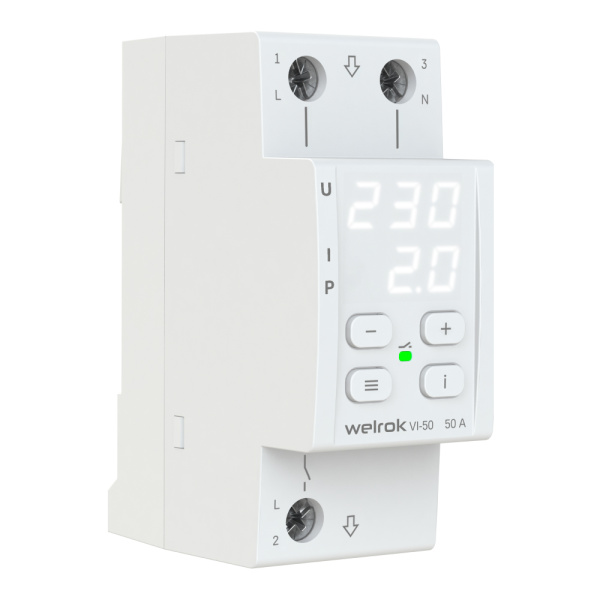 Купить Welrok VI-50 Реле напряжения с контролем тока 50 А (max 60 A), 11 000 ВА