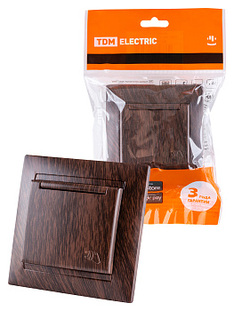 TDM Розетка 2П+З 16А 250В IP44 с крышкой венге "Лама" SQ1815-0426