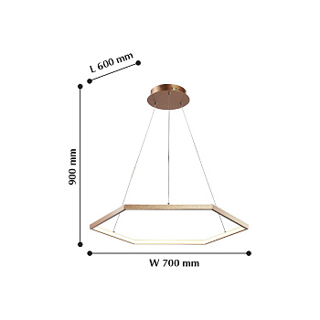 Favourite Hexagon Люстра подвесная каркас окрашен в солнечно-золотистый цвет, белый акриловый рассеиватель LED, регулируемая длина струн 1*LED*40W, 30 2103-6P