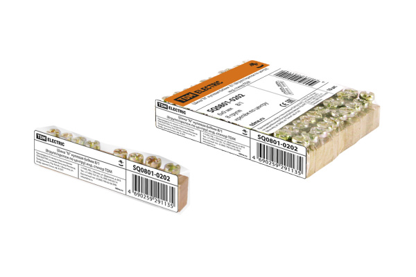 TDM Шина "N" нулевая 6х9мм  8/1 (8групп/крепеж по центру) инд. стикер SQ0801-0202