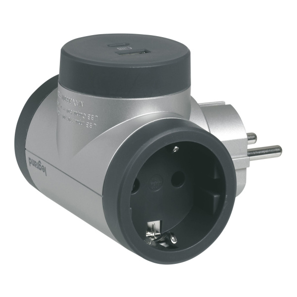 Купить Legrand Revolution Комфорт Алюминиево-черный Тройник 2x2К+З с 2xUSB A+C (3А), фиксируемый поворотный блок 694524