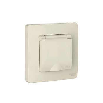 Systeme Electric Blanca внутр Молочный Розетка с/з IP44 со шторками, с крышкой, 16А, 250В