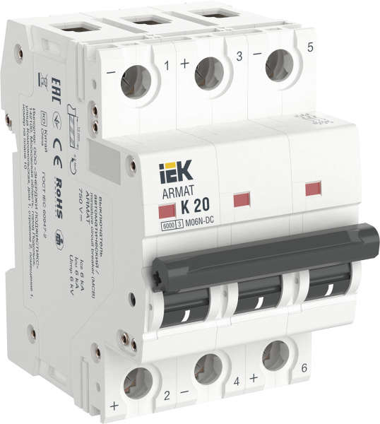 IEK ARMAT Автоматический выключатель M06N-DC 3P K 20А AR-M06N-3-K020DC